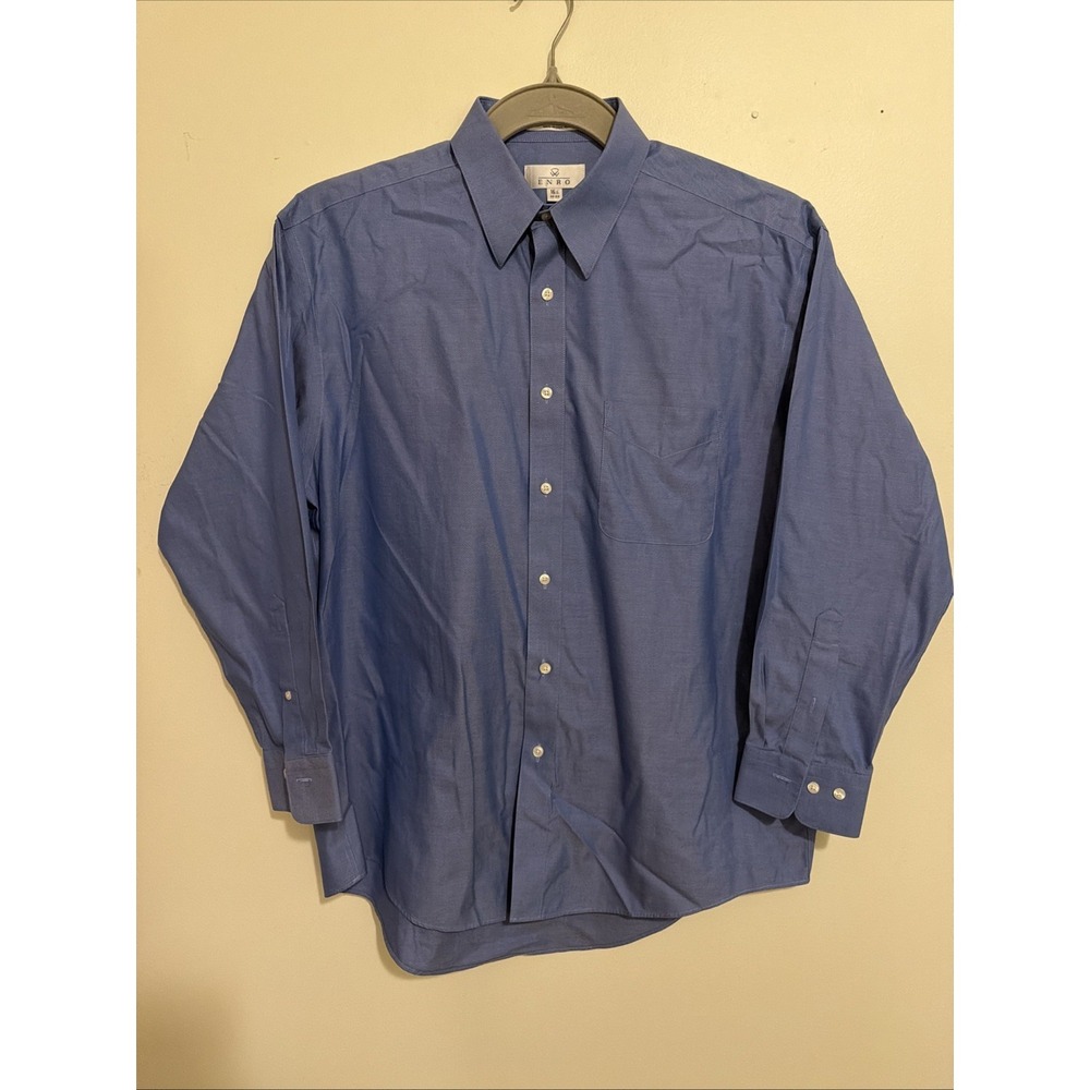 Vintage Enro dress shirt button down Large size 16 1/2 32/33โ Blue